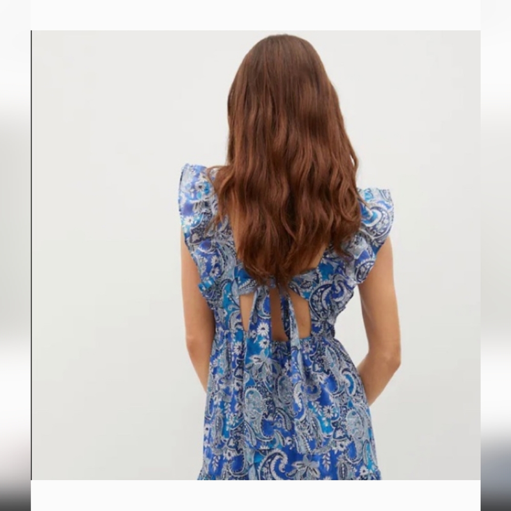 Mango paisley dress with ruffles size small 4 - Picture 2 of 8